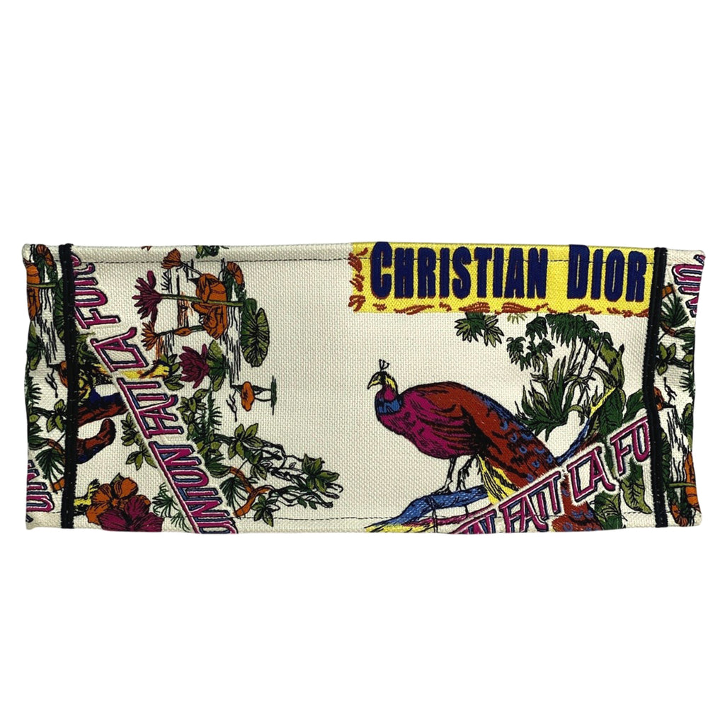 クリスチャンディオール ブック トートバッグ ラージ ロゴ フラワー 象柄 トートバッグ キャンバス ホワイト ピンク マルチカラー レディース 【中古】brbag