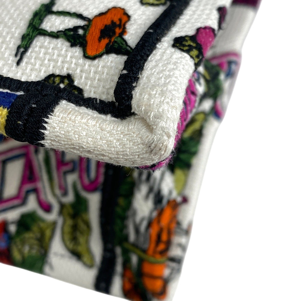 クリスチャンディオール ブック トートバッグ ラージ ロゴ フラワー 象柄 トートバッグ キャンバス ホワイト ピンク マルチカラー レディース 【中古】brbag