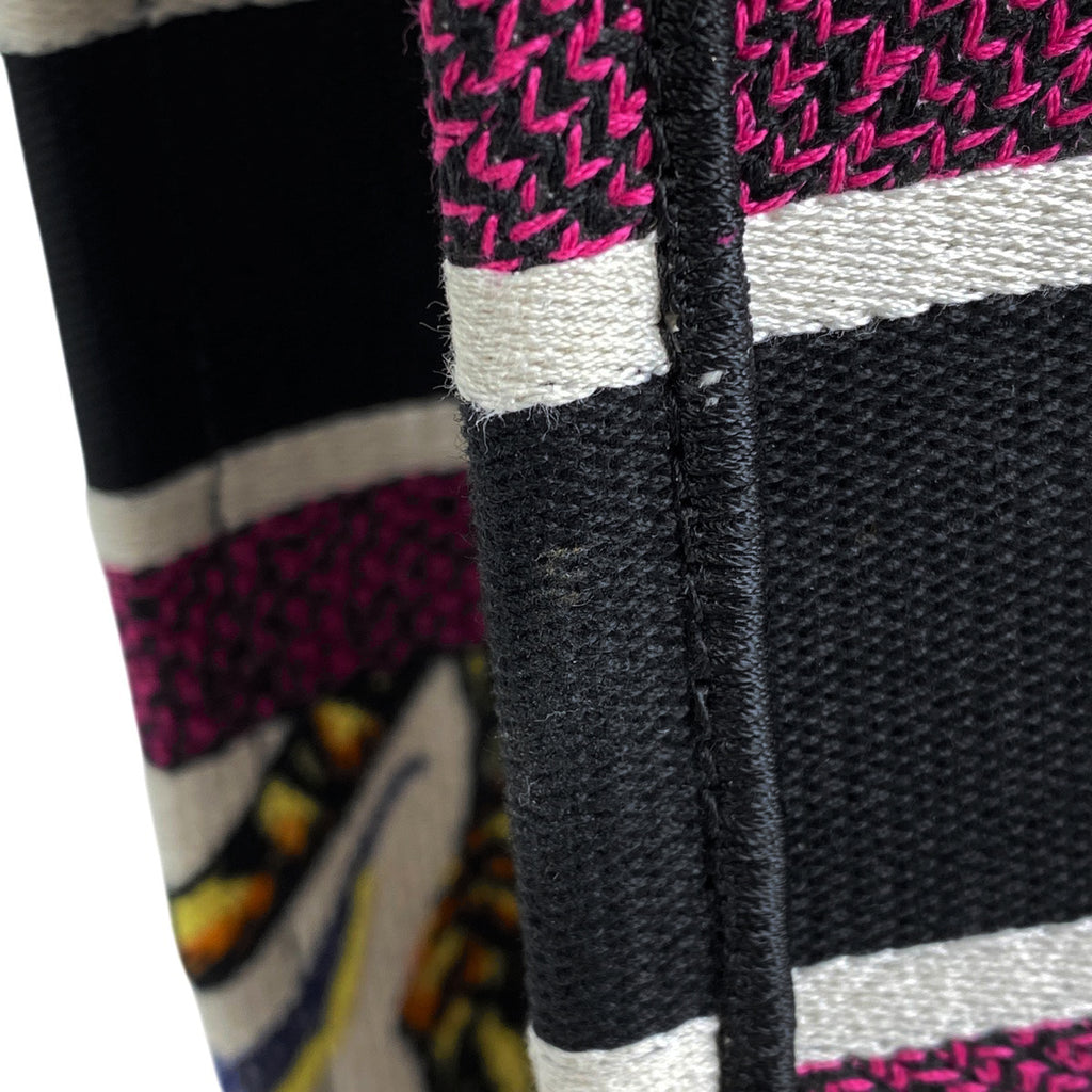 クリスチャンディオール ブック トートバッグ ラージ ロゴ フラワー 象柄 トートバッグ キャンバス ホワイト ピンク マルチカラー レディース 【中古】brbag