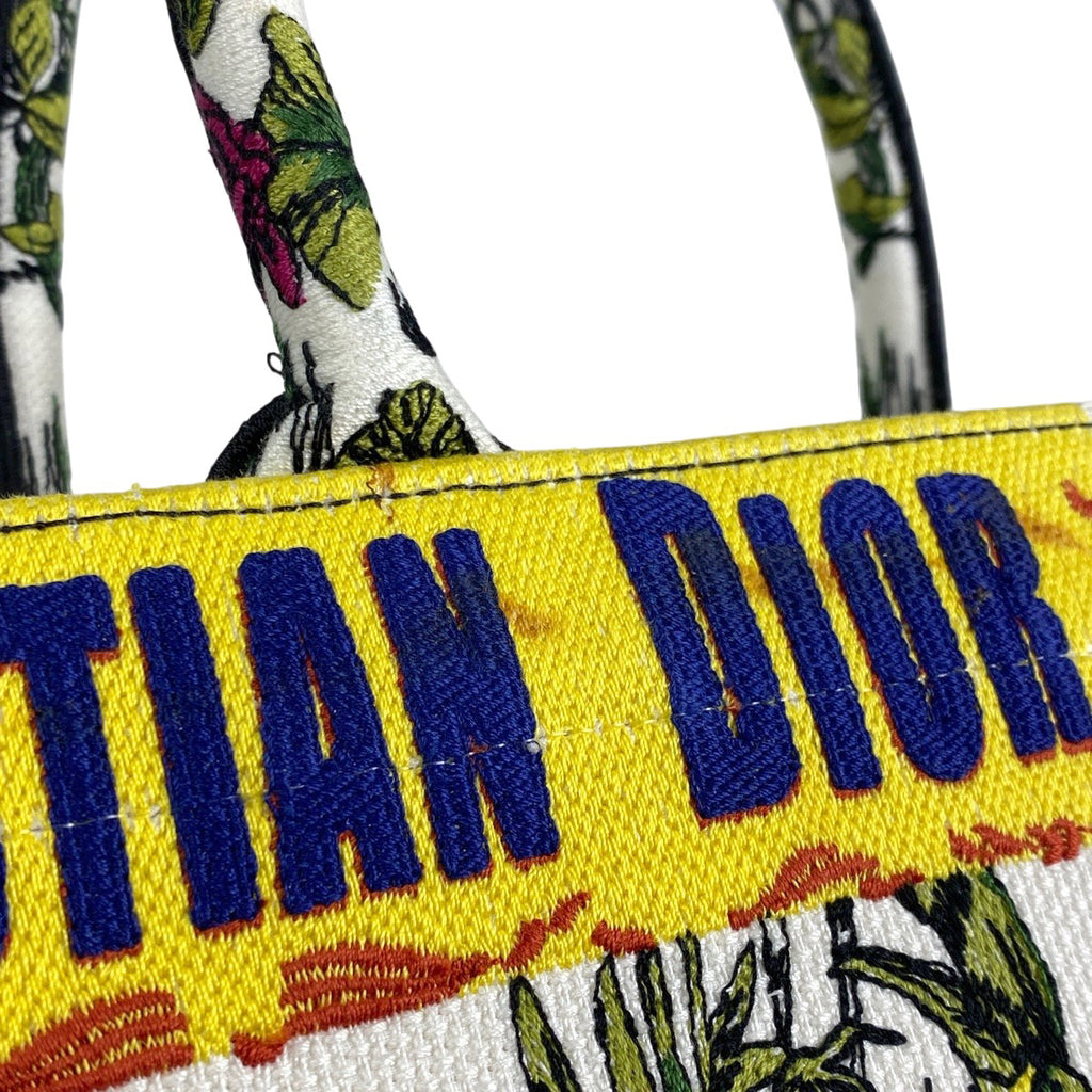 クリスチャンディオール ブック トートバッグ ラージ ロゴ フラワー 象柄 トートバッグ キャンバス ホワイト ピンク マルチカラー レディース 【中古】brbag