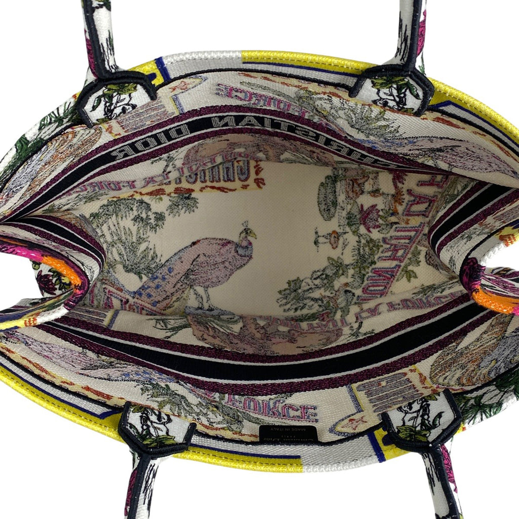 クリスチャンディオール ブック トートバッグ ラージ ロゴ フラワー 象柄 トートバッグ キャンバス ホワイト ピンク マルチカラー レディース 【中古】brbag