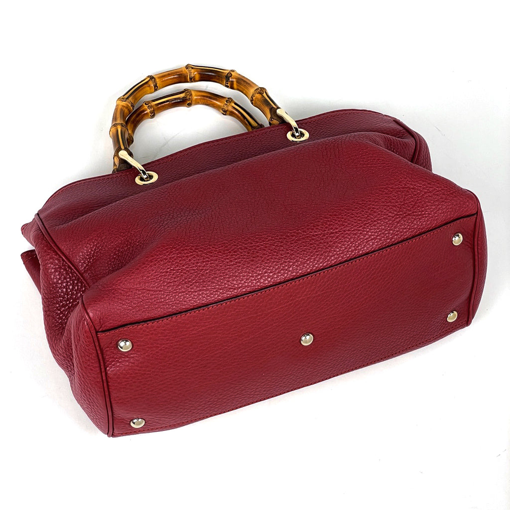グッチ バンブー ショッパー ミディアム ハンドバッグ 2WAY ショルダーバッグ ハンドバッグ レザー レッド 323660 レディース 【中古】brbag