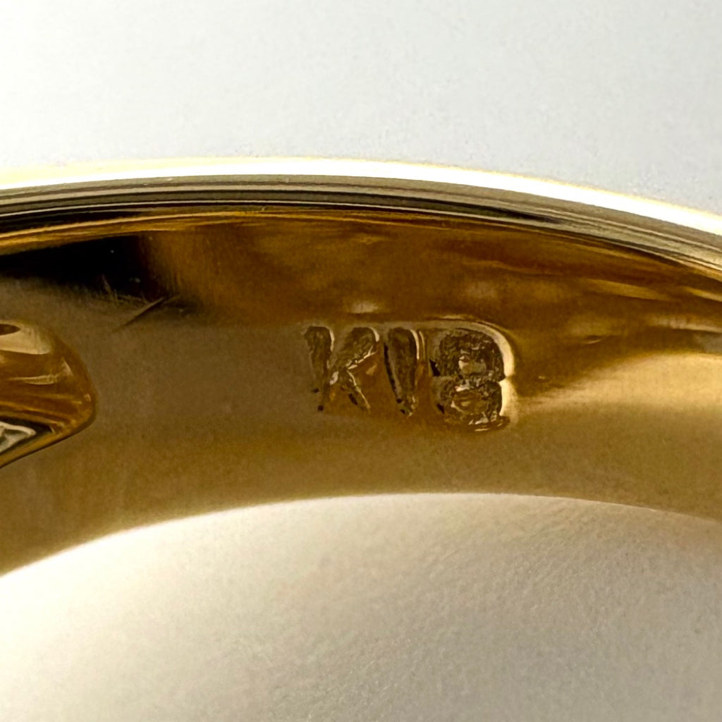 パール デザインリング YG イエローゴールド 指輪 メレダイヤ 真珠 リング 11号 K18 パール ダイヤモンド レディース 【中古】nbjwl