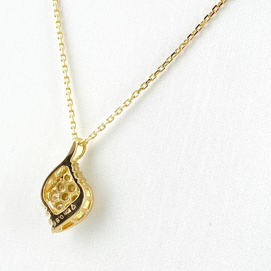 VERITE ベリテ メレダイヤ デザインネックレス YG イエローゴールド ペンダント ネックレス K18 ダイヤモンド レディース 【中古】brjwl