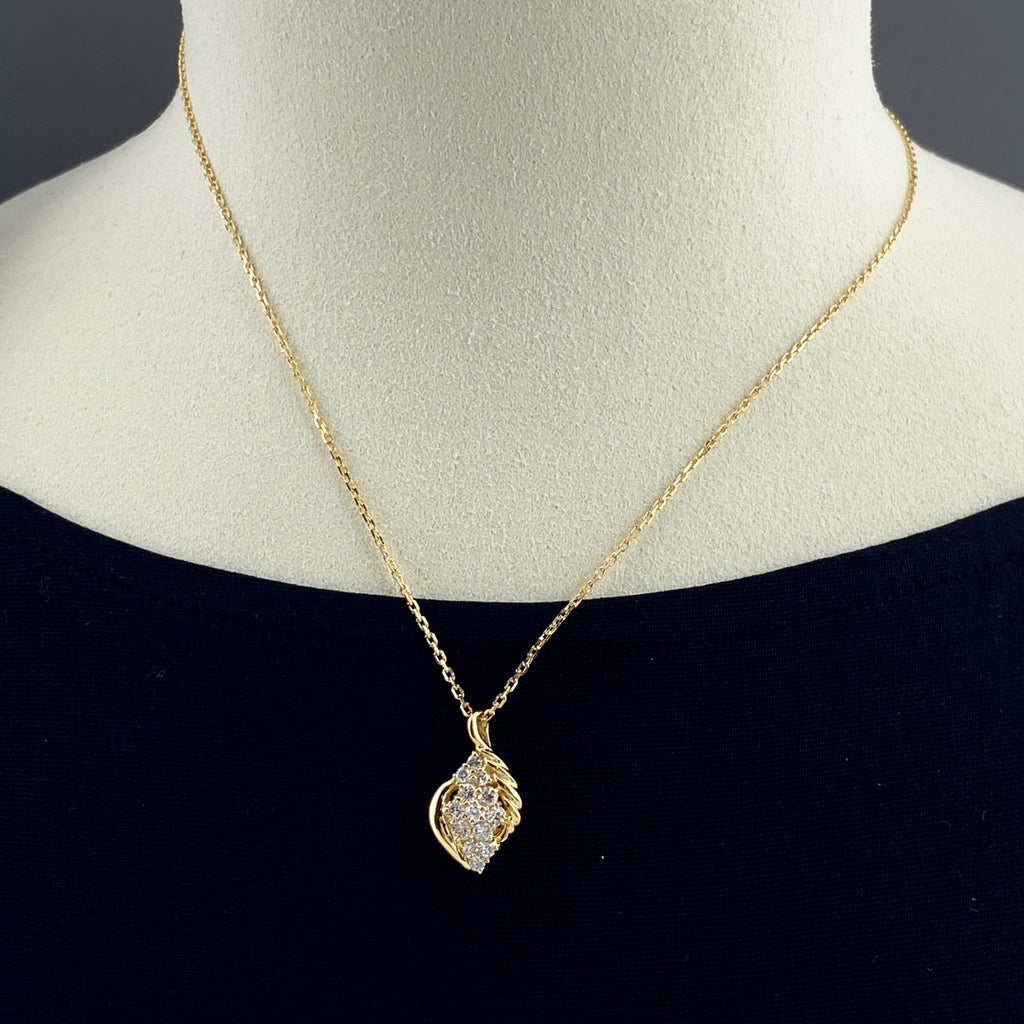VERITE ベリテ メレダイヤ デザインネックレス YG イエローゴールド ペンダント ネックレス K18 ダイヤモンド レディース 【中古】brjwl