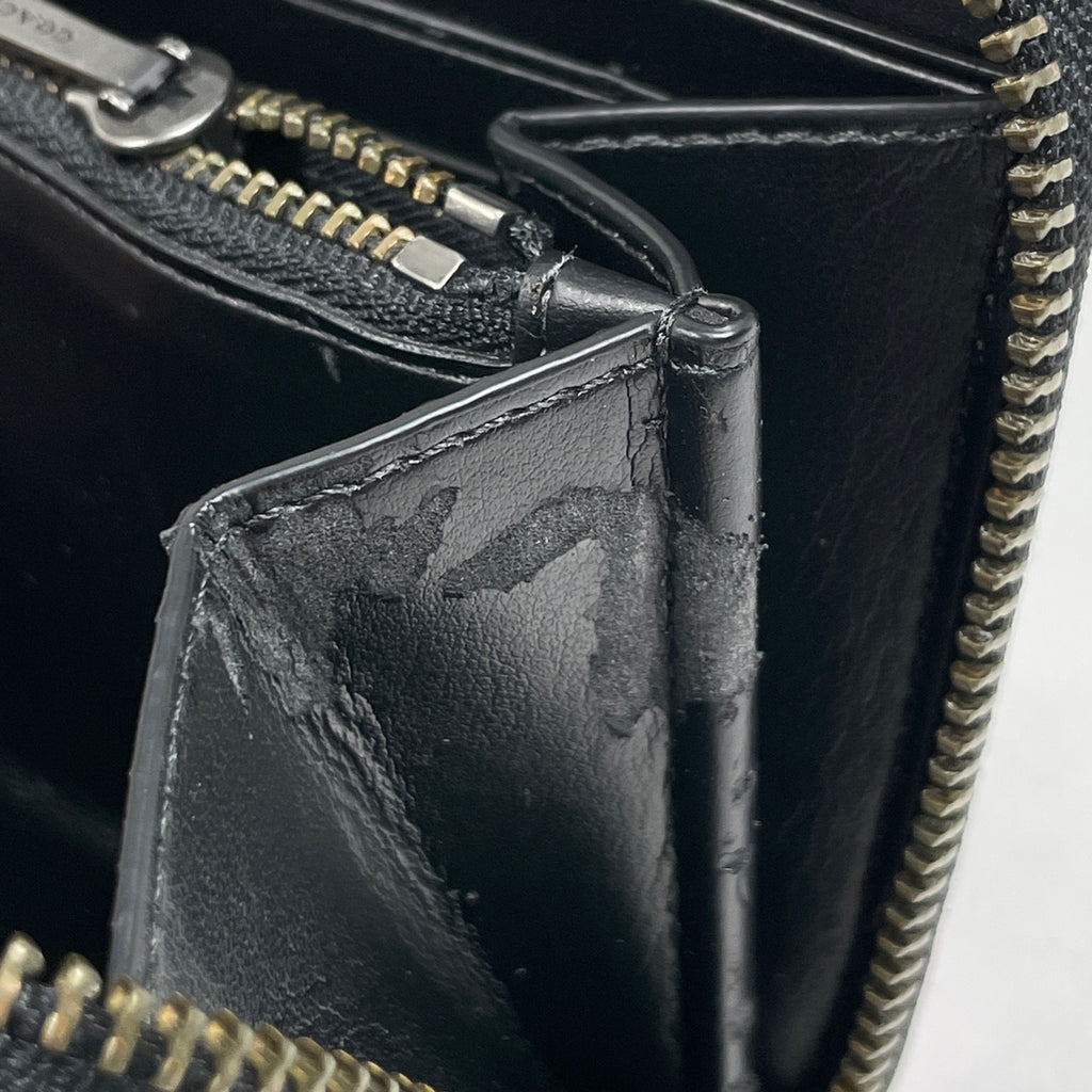 コーチ ロゴ ラウンドファスナー 長財布 ニューヨークヤンキース コラボ 長財布 レザー ネイビー ホワイト F58940 レディース 【中古】brbag