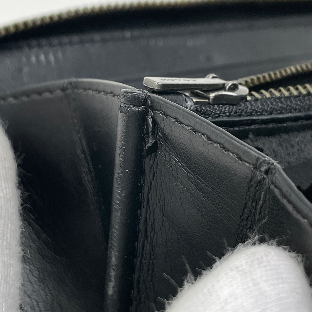 コーチ ロゴ ラウンドファスナー 長財布 ニューヨークヤンキース コラボ 長財布 レザー ネイビー ホワイト F58940 レディース 【中古】brbag