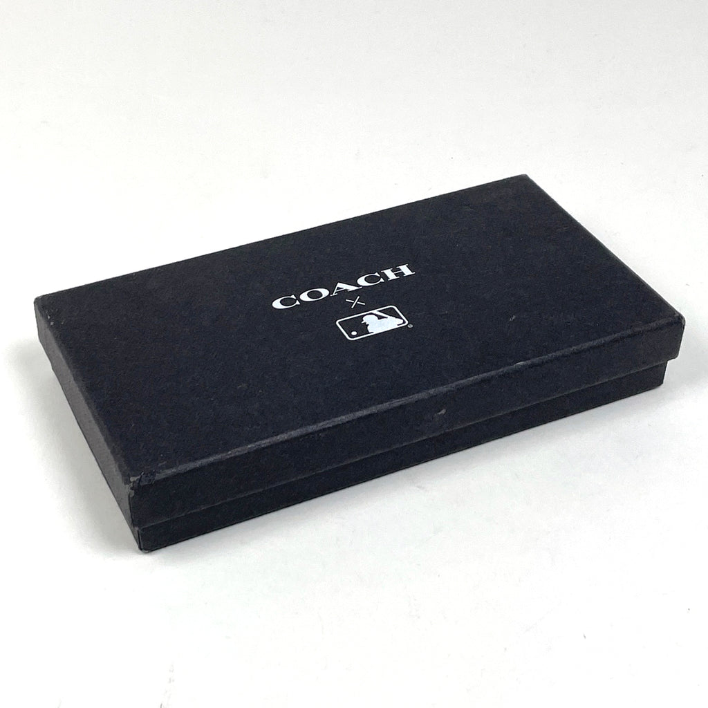 コーチ ロゴ ラウンドファスナー 長財布 ニューヨークヤンキース コラボ 長財布 レザー ネイビー ホワイト F58940 レディース 【中古】brbag