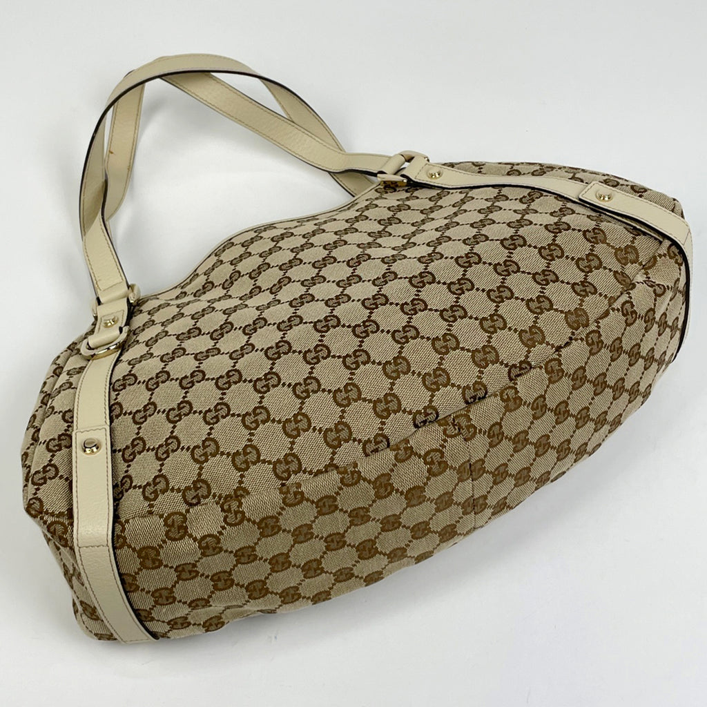 グッチ GG柄 ショルダーバッグ トートバッグ アビー ショルダーバッグ GGキャンバス ベージュ ホワイト 130736 レディース 【中古】brbag