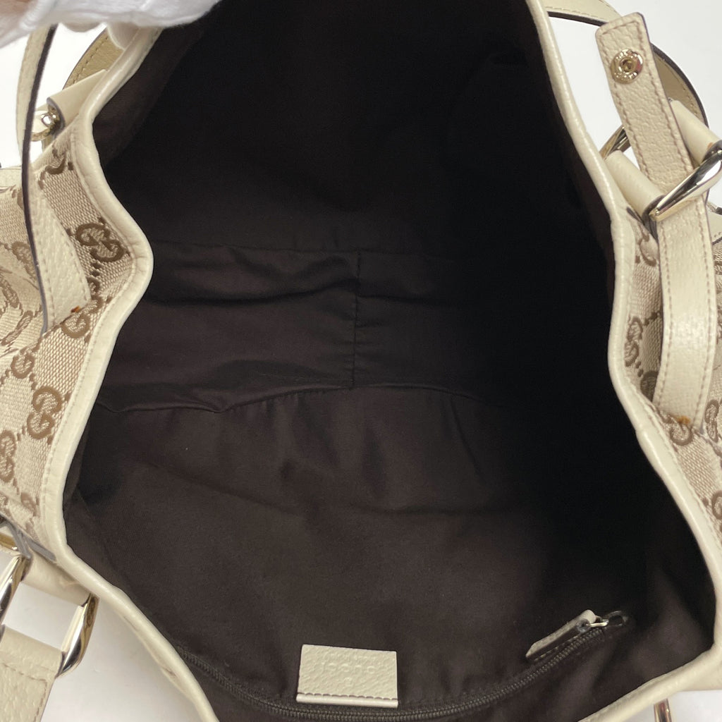 グッチ GG柄 ショルダーバッグ トートバッグ アビー ショルダーバッグ GGキャンバス ベージュ ホワイト 130736 レディース 【中古】brbag