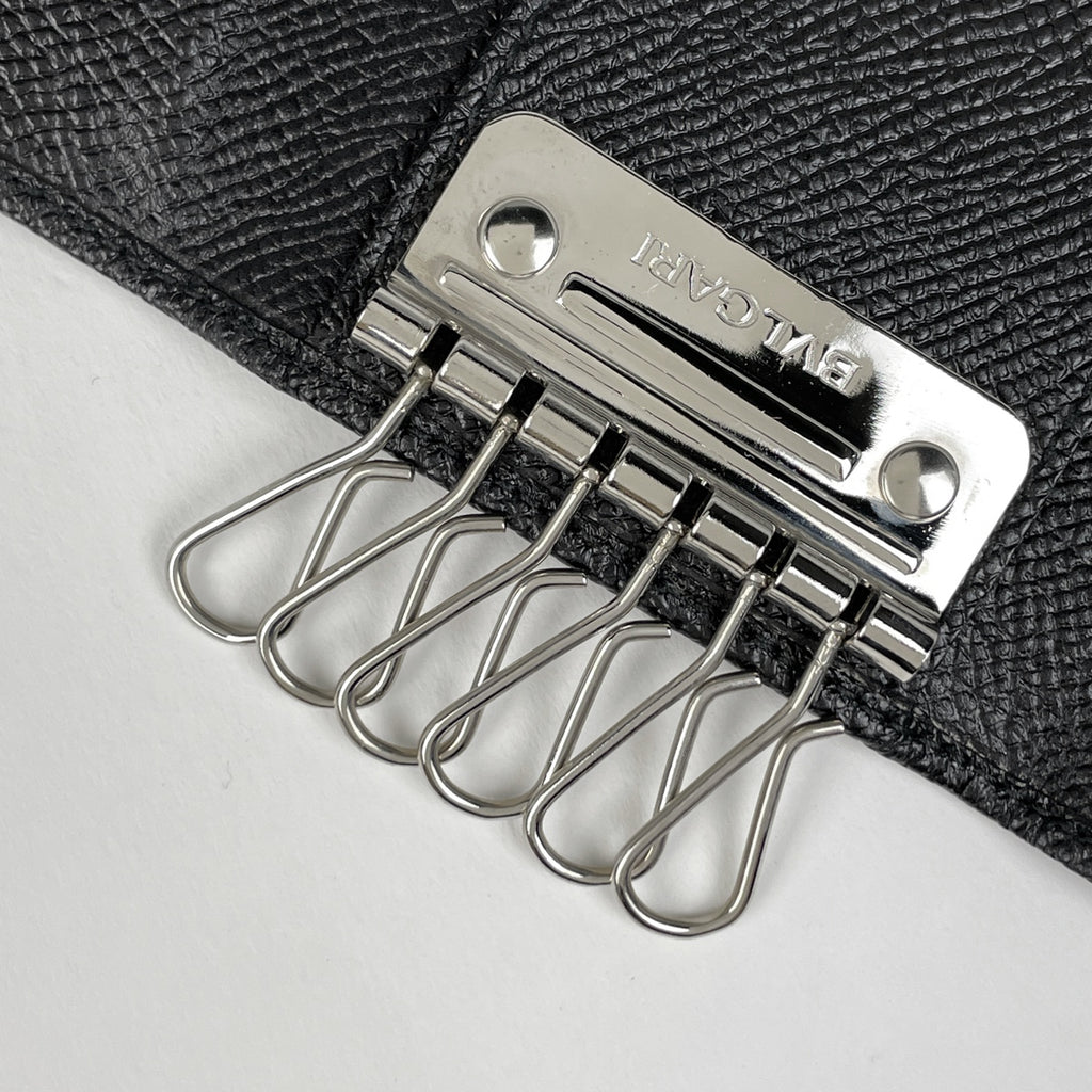 ブルガリ ロゴ 6連 キーケース ブルガリブルガリ キーケース レザー ブラック レディース 【中古】brbag