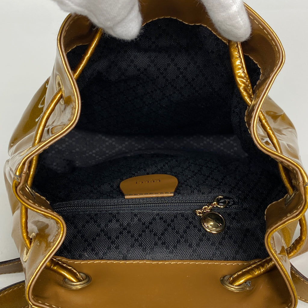 グッチ バンブー リュックサック バックパック デイパック エナメル オールドグッチ 00317050030 リュック パテントレザー ゴールド 0031705 レディース 【中古】brbag