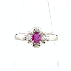 ルビー デザインリング プラチナ 指輪 メレダイヤ リング 12号 Pt900 ルビー ダイヤモンド レディース 【中古】nbjwl