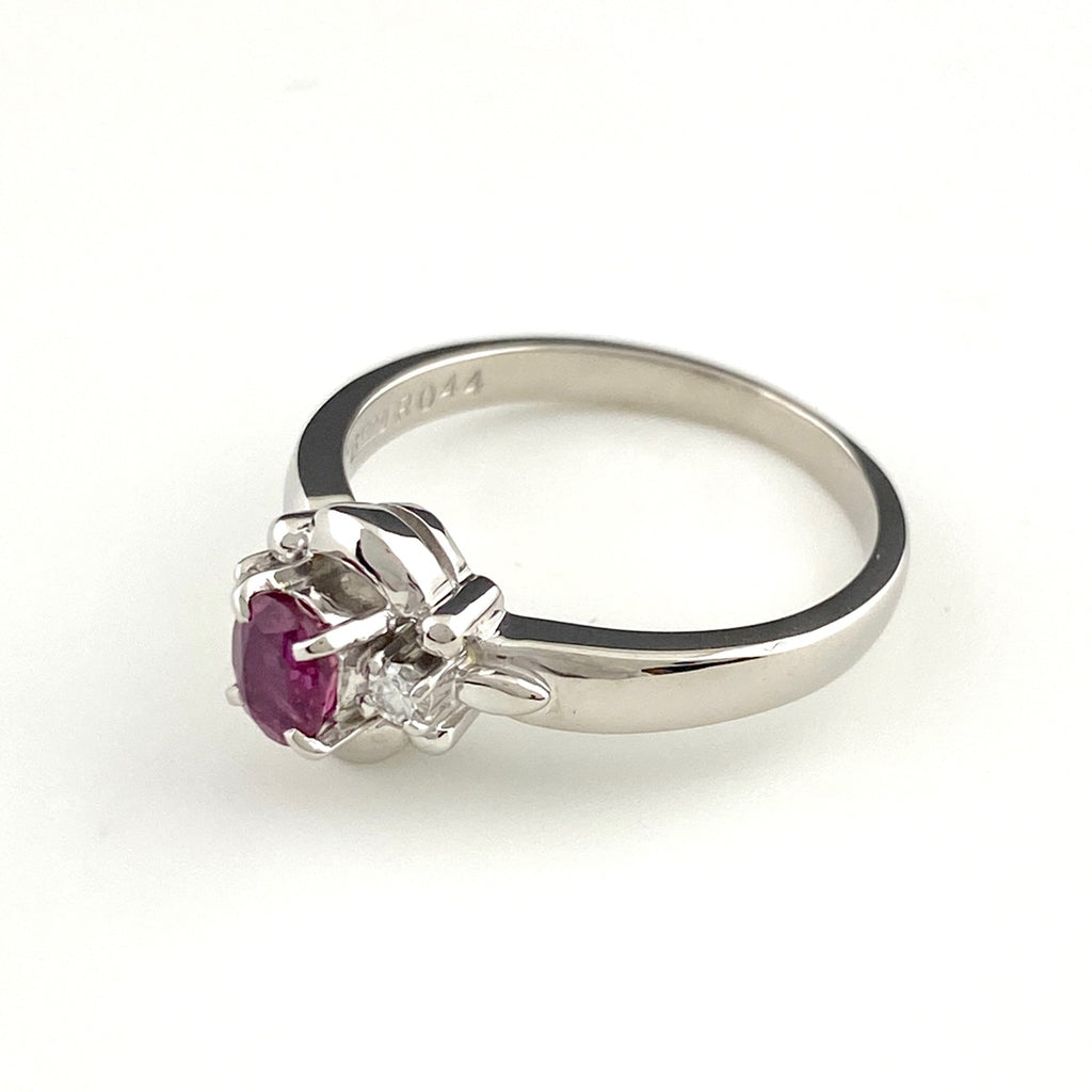 ルビー デザインリング プラチナ 指輪 メレダイヤ リング 12号 Pt900 ルビー ダイヤモンド レディース 【中古】nbjwl