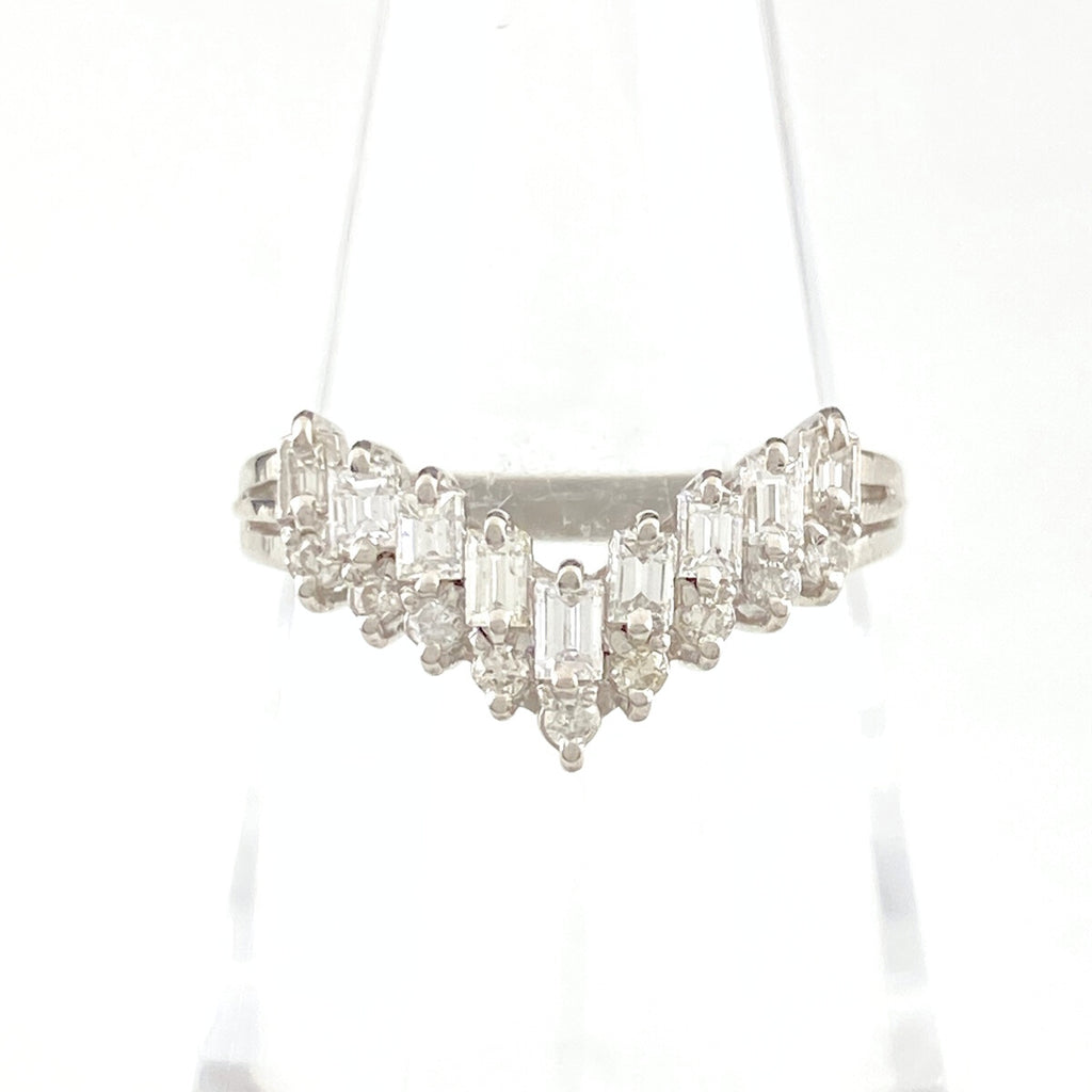 メレダイヤ デザインリング プラチナ 指輪 リング 13.5号 Pt900 ダイヤモンド レディース 【中古】nbjwl