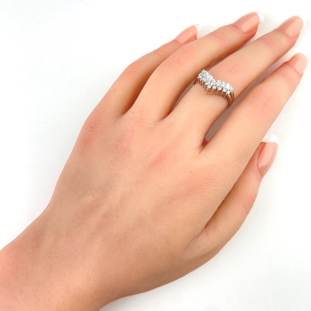 メレダイヤ デザインリング プラチナ 指輪 リング 13.5号 Pt900 ダイヤモンド レディース 【中古】nbjwl