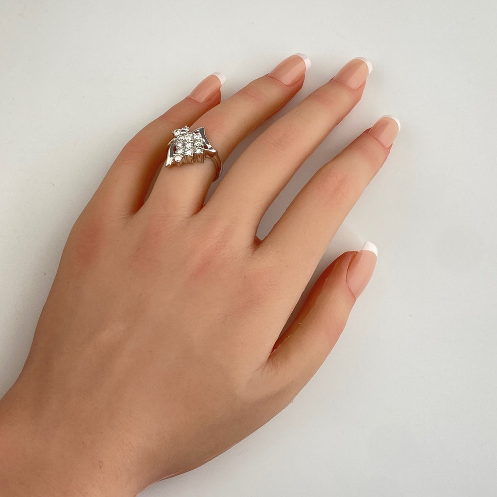 メレダイヤ デザインリング プラチナ 指輪 リング 12号 Pt900 ダイヤモンド レディース 【中古】nbjwl