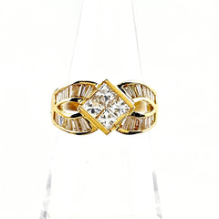 メレダイヤ デザインリング YG イエローゴールド 指輪 リング 12号 K18 ダイヤモンド レディース ノンブランドジュエリー 【中古】nbjwl