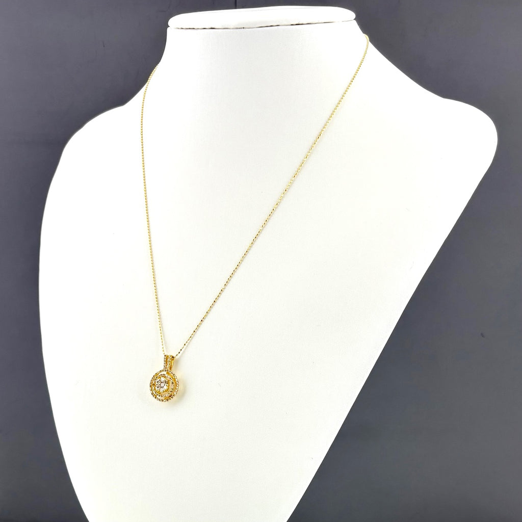 フラワーモチーフ デザインネックレス YG イエローゴールド ペンダント メレダイヤ 花 ネックレス K18 750 ダイヤモンド レディース 【中古】nbjwl