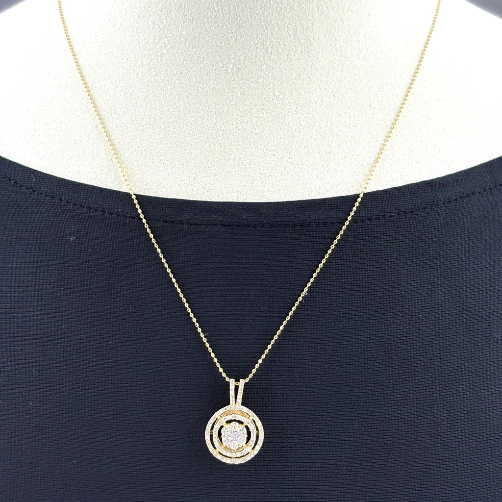 フラワーモチーフ デザインネックレス YG イエローゴールド ペンダント メレダイヤ 花 ネックレス K18 750 ダイヤモンド レディース 【中古】nbjwl