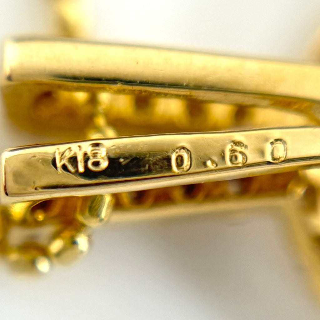 フラワーモチーフ デザインネックレス YG イエローゴールド ペンダント メレダイヤ 花 ネックレス K18 750 ダイヤモンド レディース 【中古】nbjwl