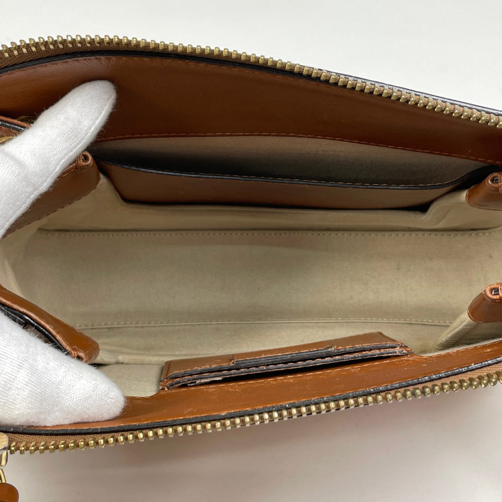 クロエ ロゴ ショルダーバッグ エナメル 斜め掛け ショルダーバッグ レザー ブラウン レディース 【中古】brbag