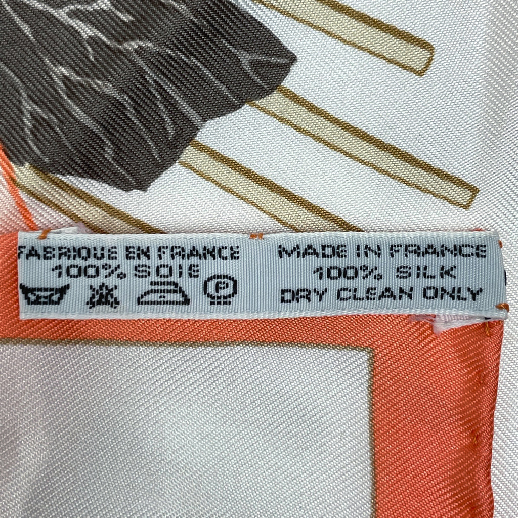 エルメス カレ90 Les Pivoines 芍薬 牡丹 花柄 フラワー柄 スカーフ シルク オレンジ ベージュ マルチカラー レディース 【中古】brbag