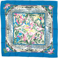 エルメス カレ 90 TROPIQUES トロピック スカーフ シルク ブルー マルチカラー レディース 【中古】brbag