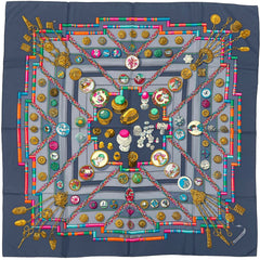 エルメス カレ 90 Pelile main お針子さん スカーフ シルク グレー ゴールド マルチカラー レディース 【中古】brbag