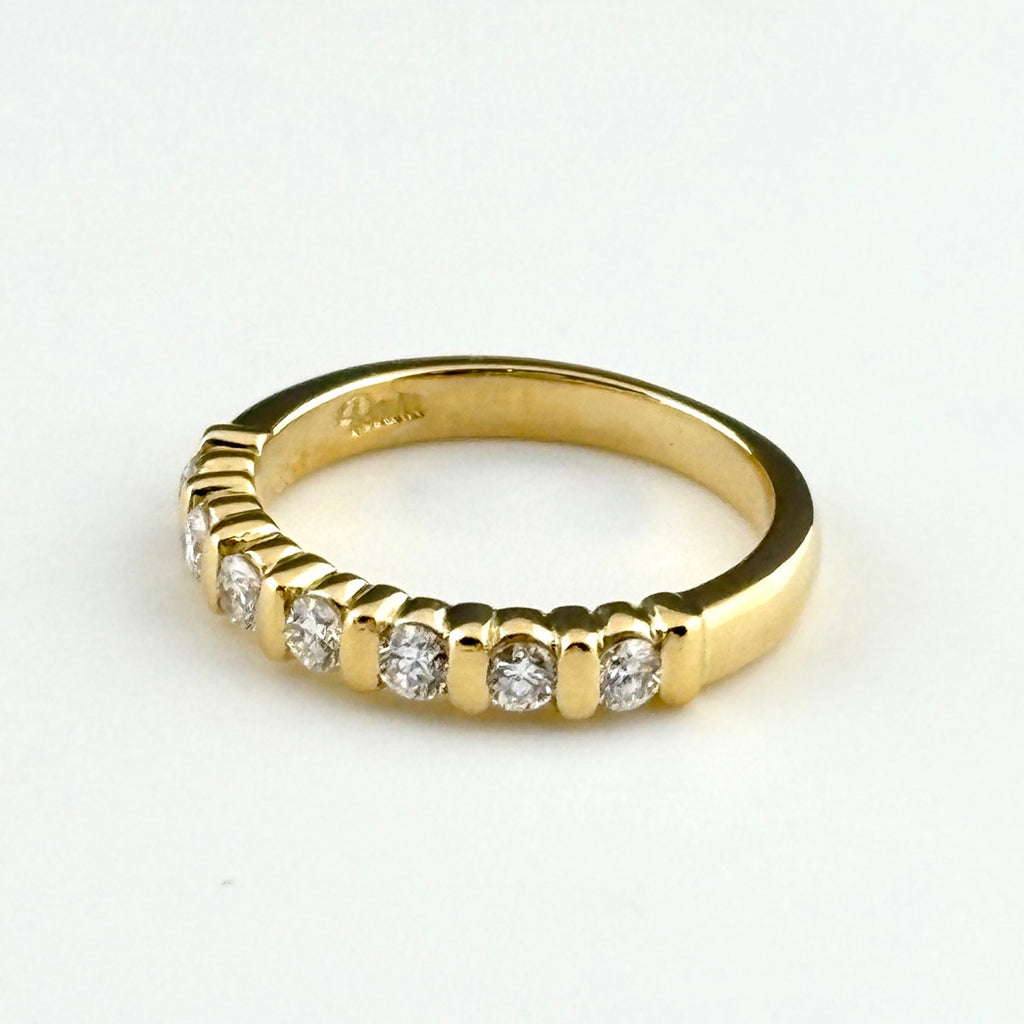 メレダイヤ デザインリング YG イエローゴールド 指輪 リング 8号 K18 ダイヤモンド レディース 【中古】nbjwl