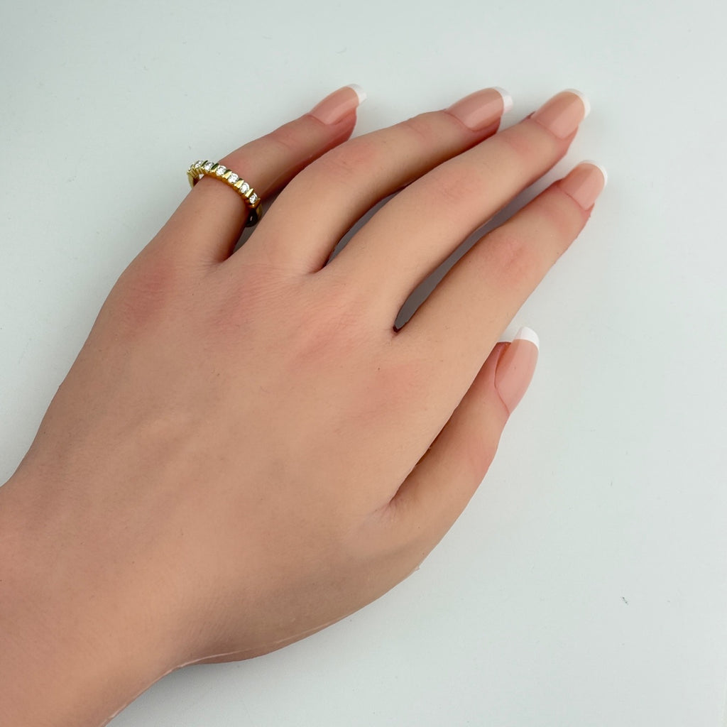 メレダイヤ デザインリング YG イエローゴールド 指輪 リング 8号 K18 ダイヤモンド レディース 【中古】nbjwl