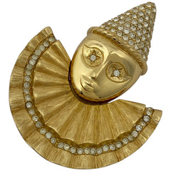 クリスチャンディオール ピエロモチーフ ラインストーン ブローチ 道化師 ブローチ GP ゴールド レディース 【中古】bracc