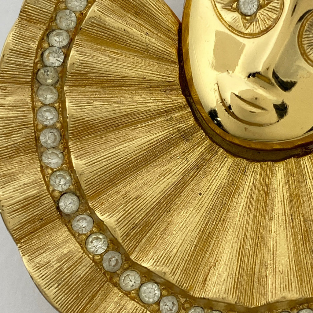 クリスチャンディオール ピエロモチーフ ラインストーン ブローチ 道化師 ブローチ GP ゴールド レディース 【中古】bracc