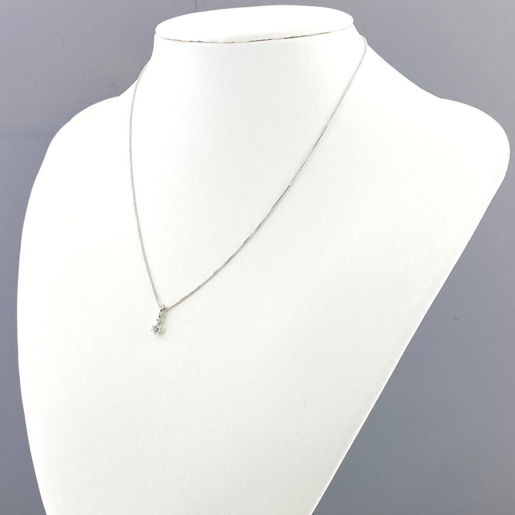 メレダイヤ デザインネックレス WG ホワイトゴールド ペンダント ネックレス K18 WG ダイヤモンド レディース 【中古】nbjwl