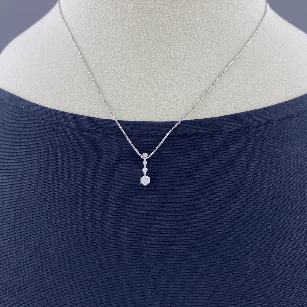 メレダイヤ デザインネックレス WG ホワイトゴールド ペンダント ネックレス K18 WG ダイヤモンド レディース 【中古】nbjwl