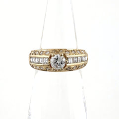 メレダイヤ デザインリング YG イエローゴールド 指輪 リング 3.5号 K18 ダイヤモンド レディース 【中古】nbjwl