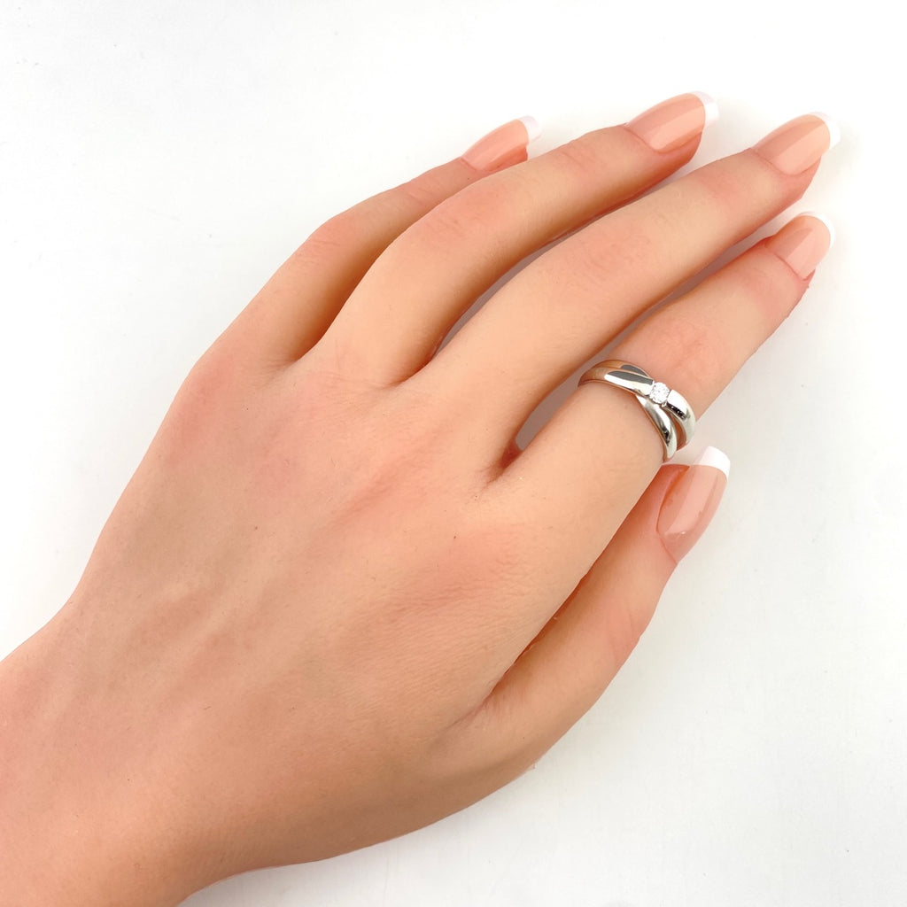 メレダイヤ デザインリング プラチナ 指輪 リング 10号 Pt900 ダイヤモンド レディース 【中古】nbjwl