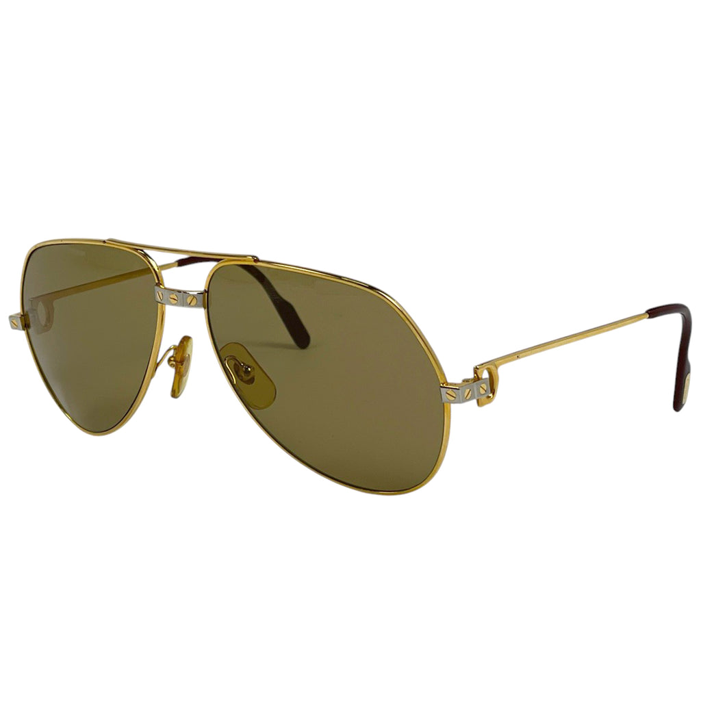 カルティエ サントス サングラス アイウェア ティアドロップ サングラス GP プラスチック ゴールド レディース 【中古】brbag