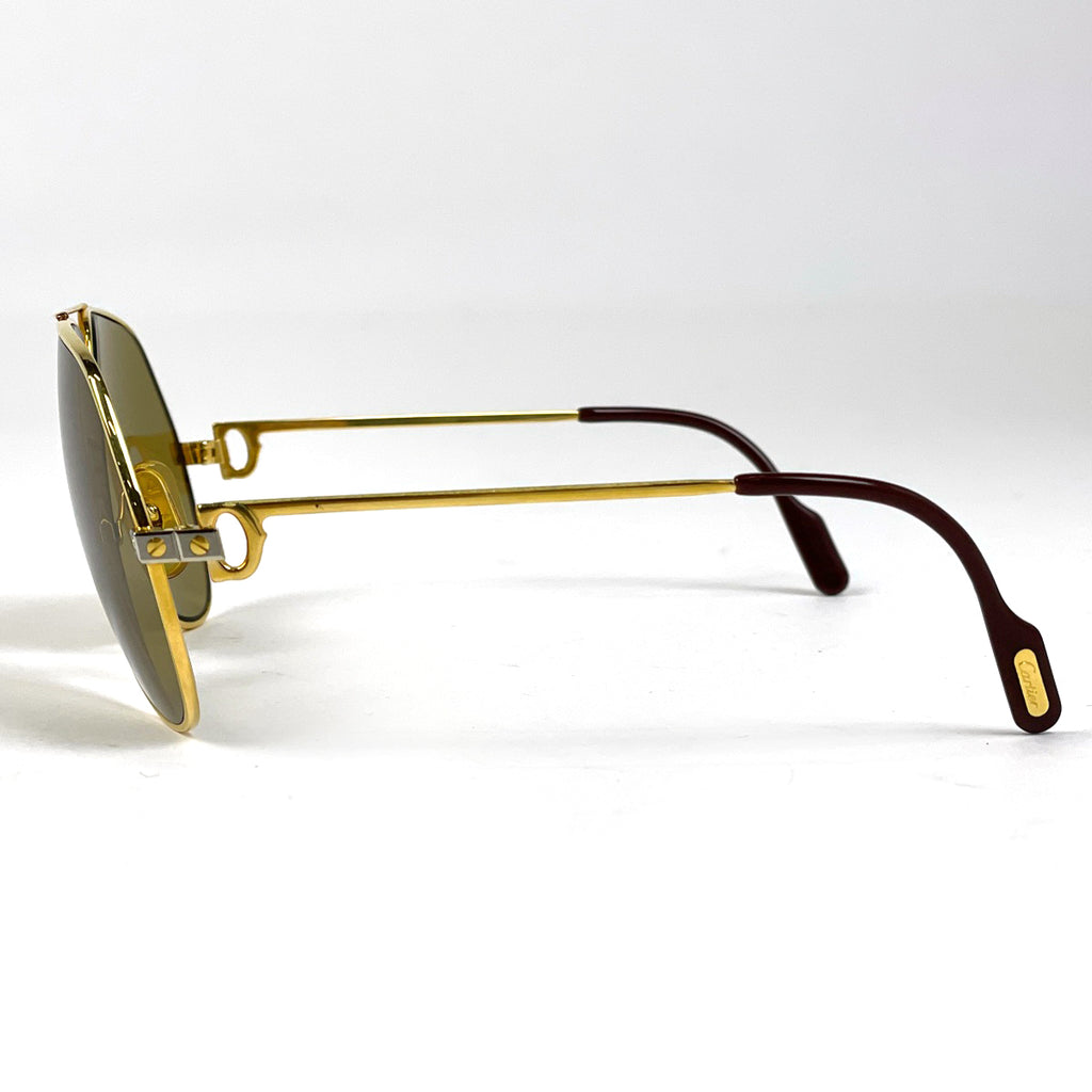 カルティエ サントス サングラス アイウェア ティアドロップ サングラス GP プラスチック ゴールド レディース 【中古】brbag