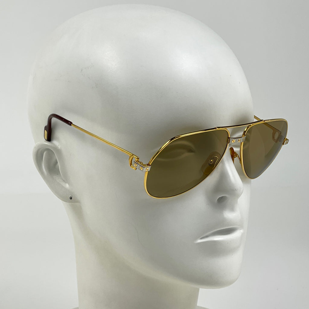 カルティエ サントス サングラス アイウェア ティアドロップ サングラス GP プラスチック ゴールド レディース 【中古】brbag