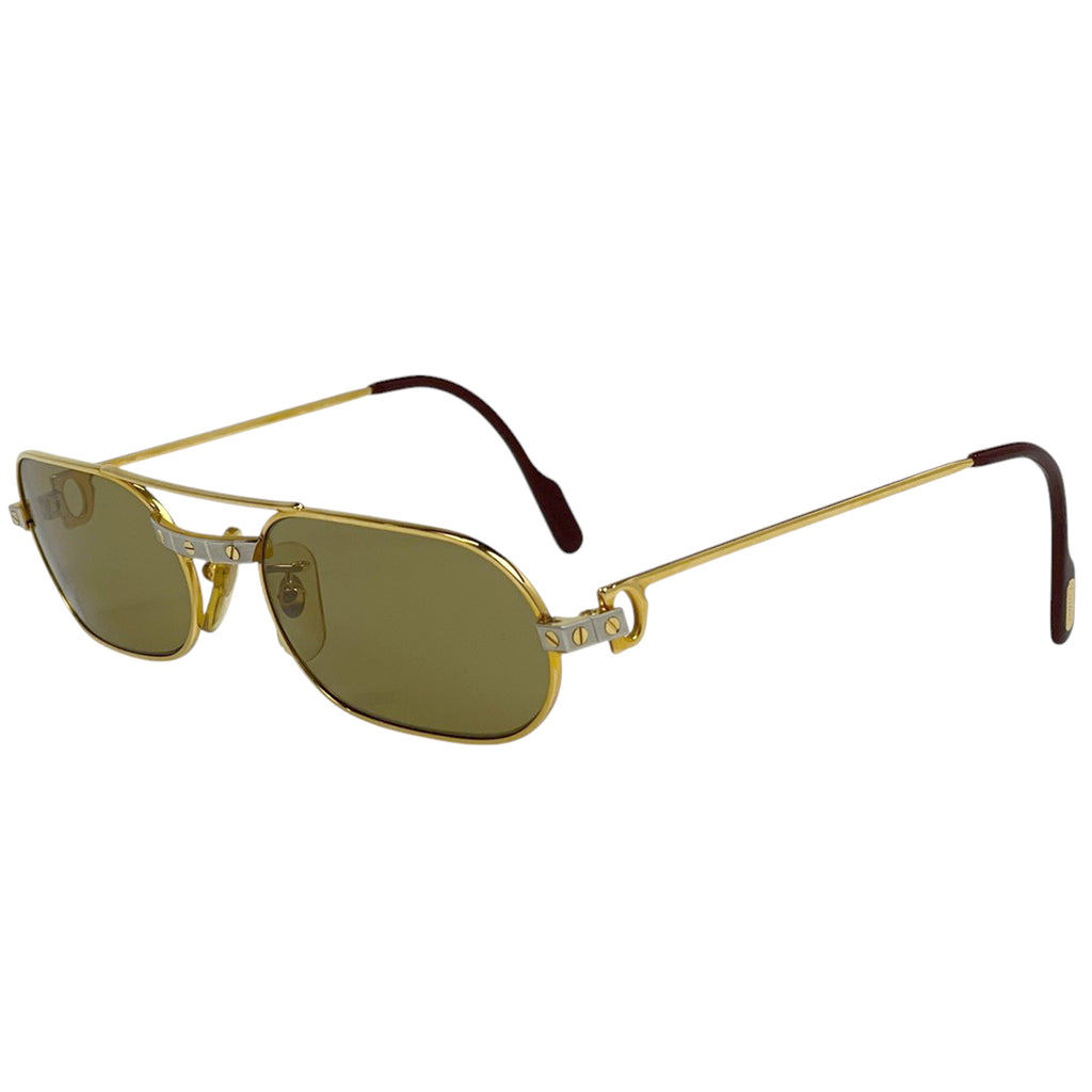 カルティエ ロゴ サングラス サントス アイウェア サングラス GP ゴールド レディース 【中古】brbag