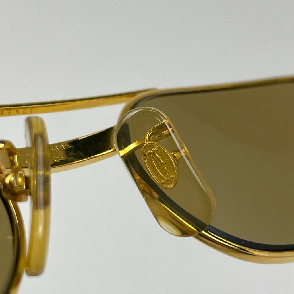 カルティエ ロゴ サングラス サントス アイウェア サングラス GP ゴールド レディース 【中古】brbag