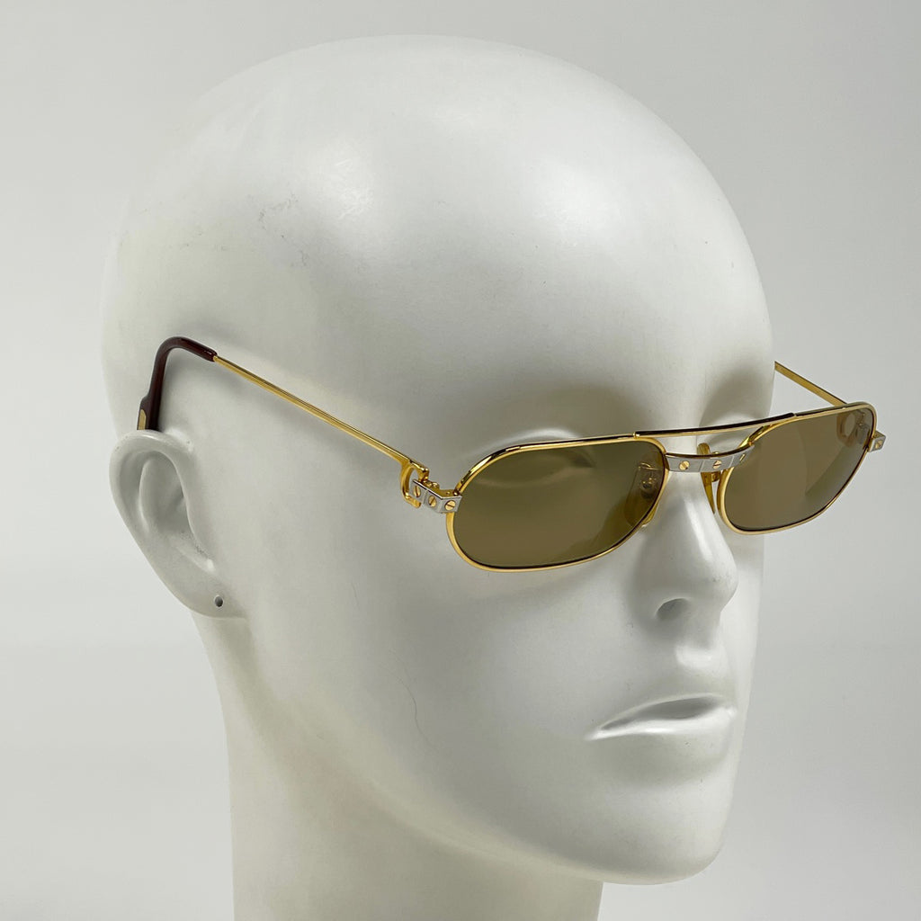 カルティエ ロゴ サングラス サントス アイウェア サングラス GP ゴールド レディース 【中古】brbag