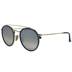 レイバン ラウンド ダブル ブリッジ アイウェア サングラス メタル ゴールド ブルー RB3647N レディース 【中古】brbag