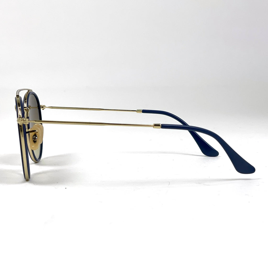 レイバン ラウンド ダブル ブリッジ アイウェア サングラス メタル ゴールド ブルー RB3647N レディース 【中古】brbag