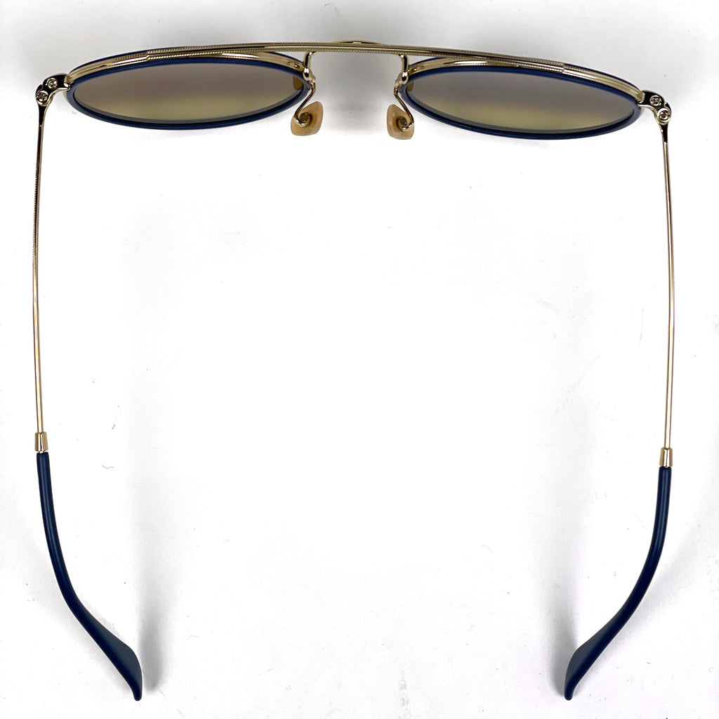 レイバン ラウンド ダブル ブリッジ アイウェア サングラス メタル ゴールド ブルー RB3647N レディース 【中古】brbag