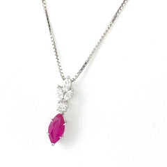 ルビー デザインネックレス プラチナ ペンダント メレダイヤ ダイヤモンド ネックレス Pt900 Pt850 ルビー レディース 【中古】nbjwl