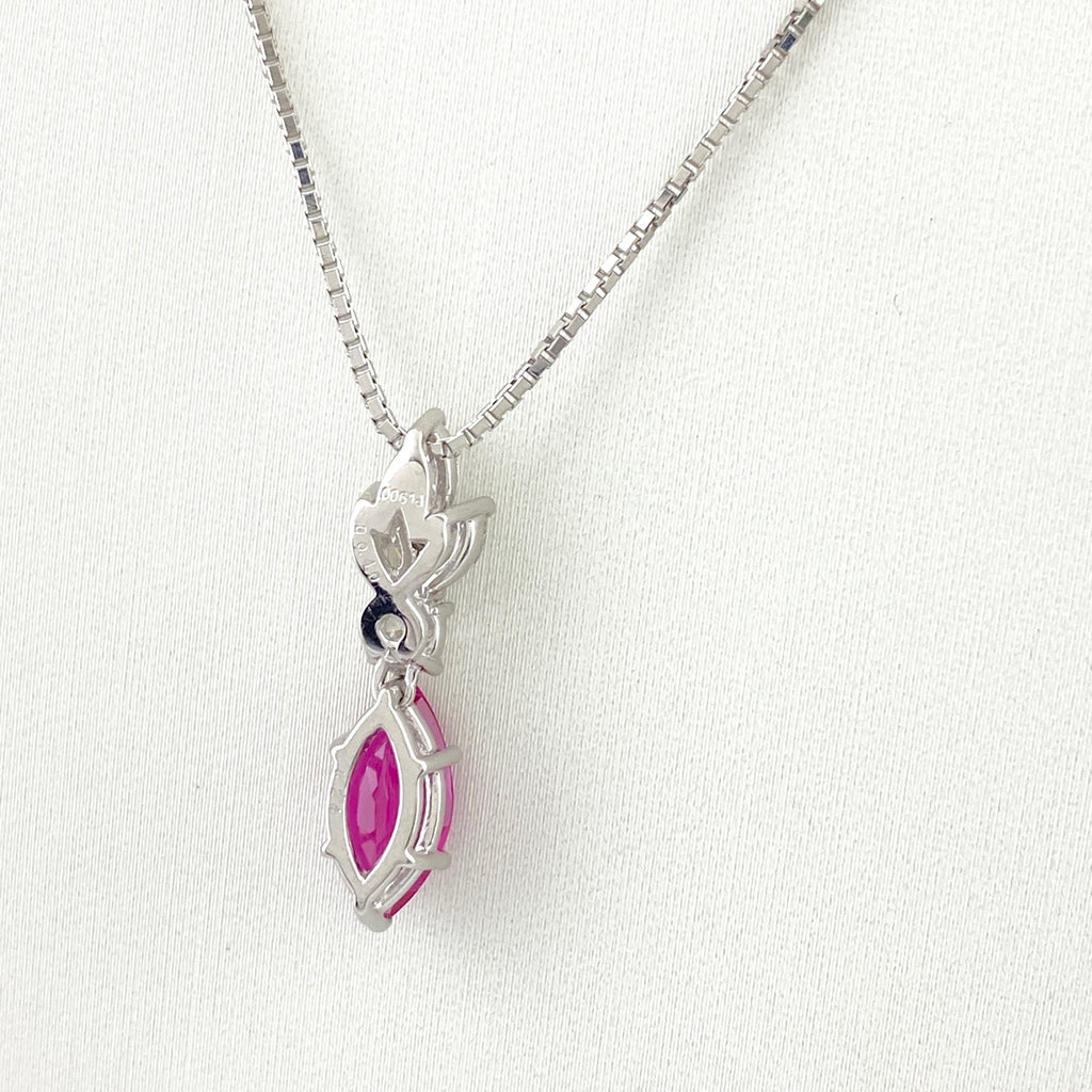 ルビー デザインネックレス プラチナ ペンダント メレダイヤ ダイヤモンド ネックレス Pt900 Pt850 ルビー レディース 【中古】nbjwl