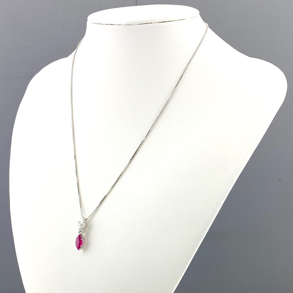 ルビー デザインネックレス プラチナ ペンダント メレダイヤ ダイヤモンド ネックレス Pt900 Pt850 ルビー レディース 【中古】nbjwl