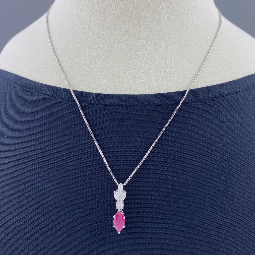 ルビー デザインネックレス プラチナ ペンダント メレダイヤ ダイヤモンド ネックレス Pt900 Pt850 ルビー レディース 【中古】nbjwl